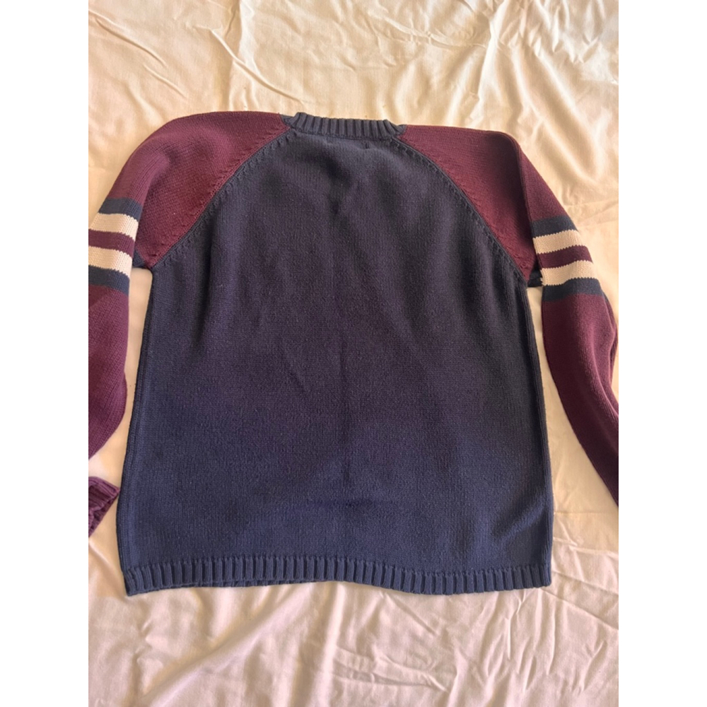 Men's American Eagle Outfitters Navy Maroon V-Neck Sweater Medium - Picture 6 of 6